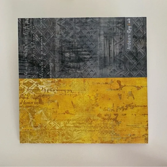 Armenian 100% Silk Scarf Hand Made in Yerevan Yellow/Grey St. Gregory Prayer NWT - Picture 16 of 16